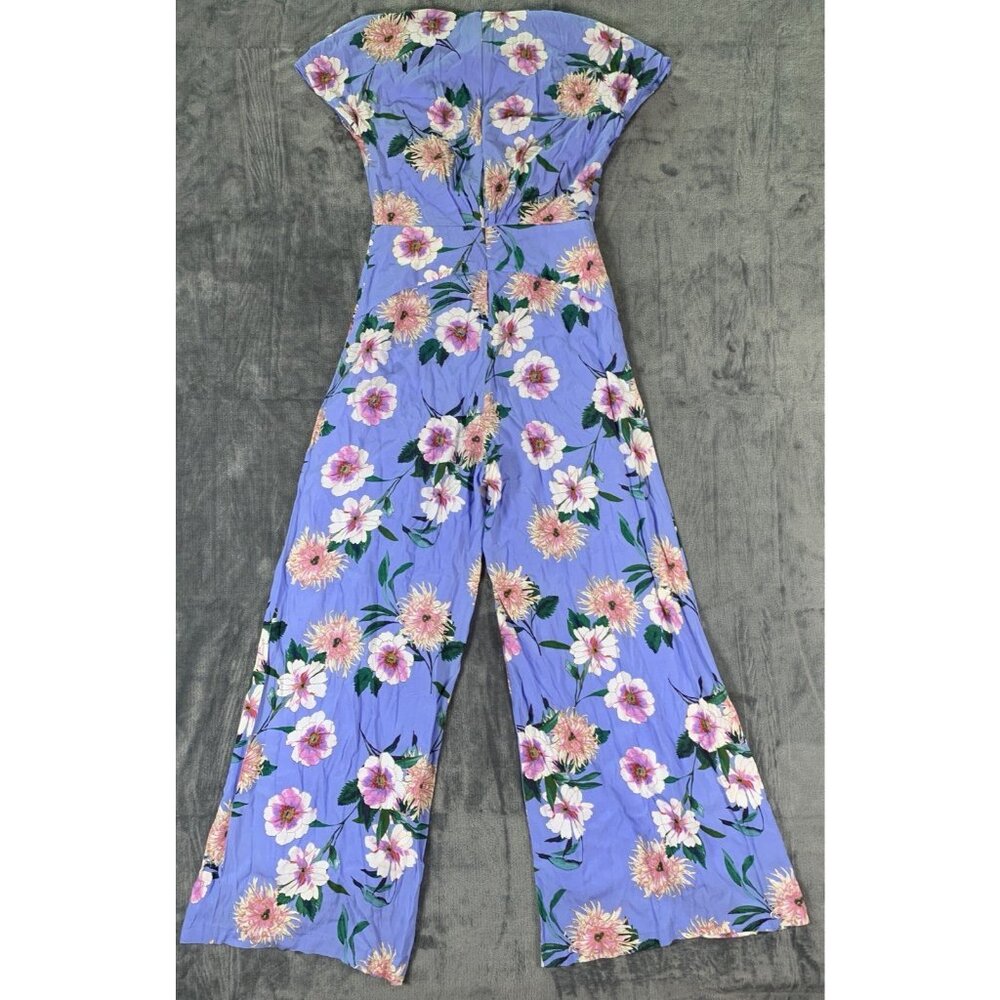 Taylor Jumpsuit Romper Blue Floral Sleeveless Size 2 Tropical Casual - Picture 2 of 8